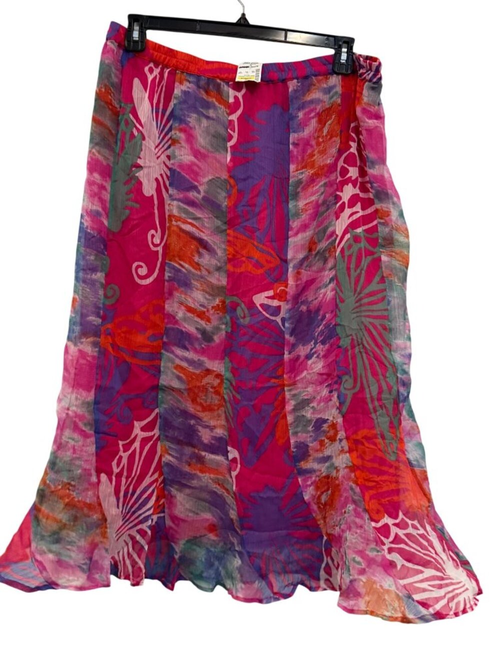 NYPL Colorful Butterfly & Abstract Print Maxi Skirt XL Elastic Waist